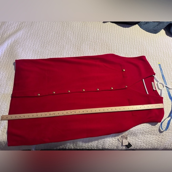 Karen Lessly Vintage Red Sleeveless V-Neck Gold Buttons Sweater Dress Plus Sz 2X - Picture 14 of 14